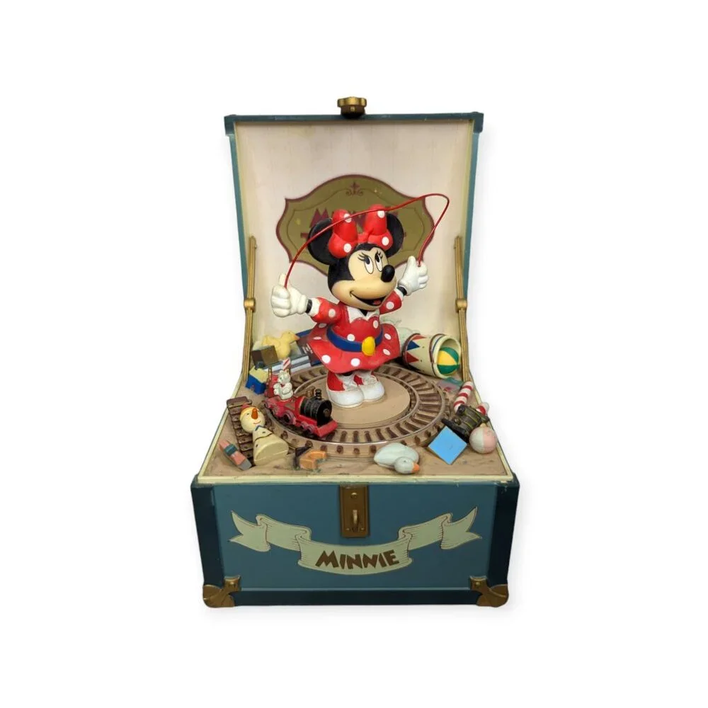 Vintage Disney Schmid Minnie's Toy Chest Hand Painted Music Box Minnie's YooHoo